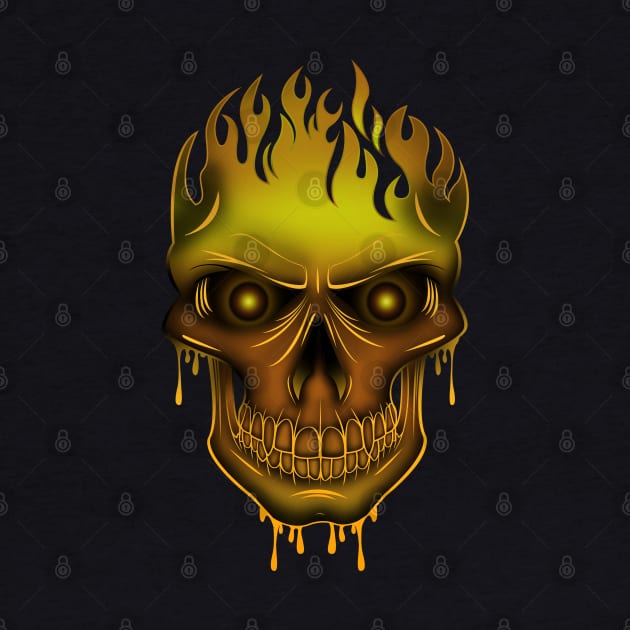 Flame Skull - Gold by adamzworld